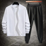 stylish Men's Zipper Track Suit-2 pcs Polyester, Plain Design